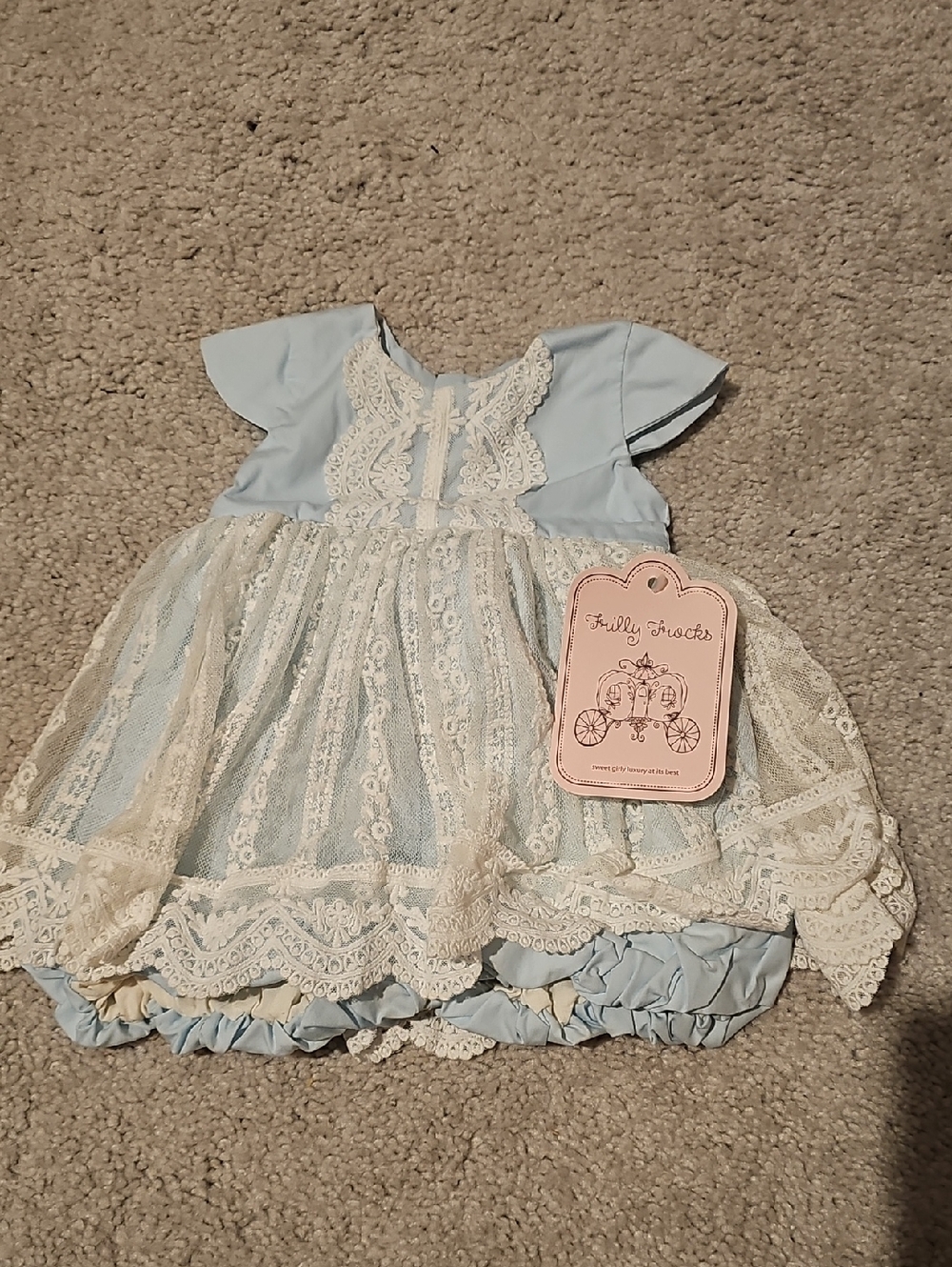 Frilly Frocks Blue Lace Infant Dress